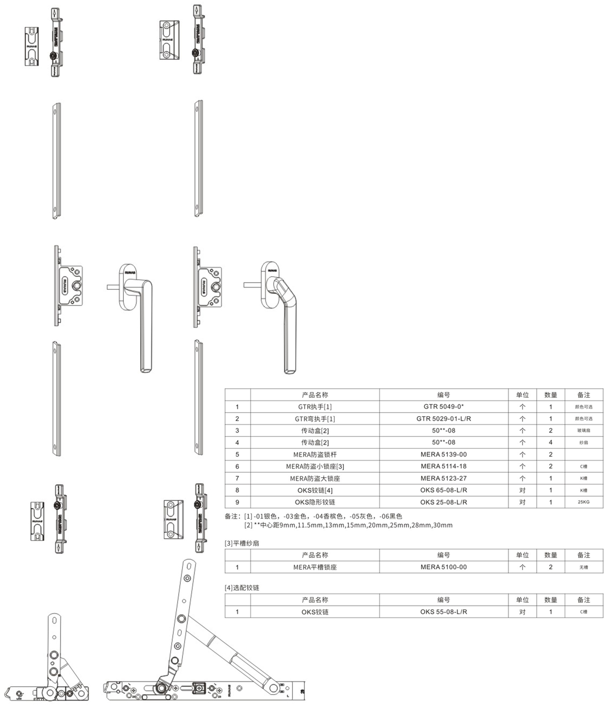 內(nèi)/外平開(kāi)窗五金配置方案